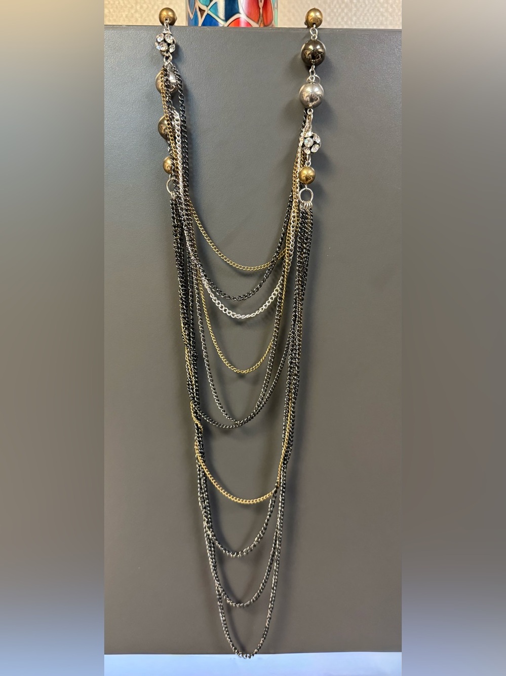 Multi-Chain Mixed Metal Statement 48” Necklace - Gold & Silver